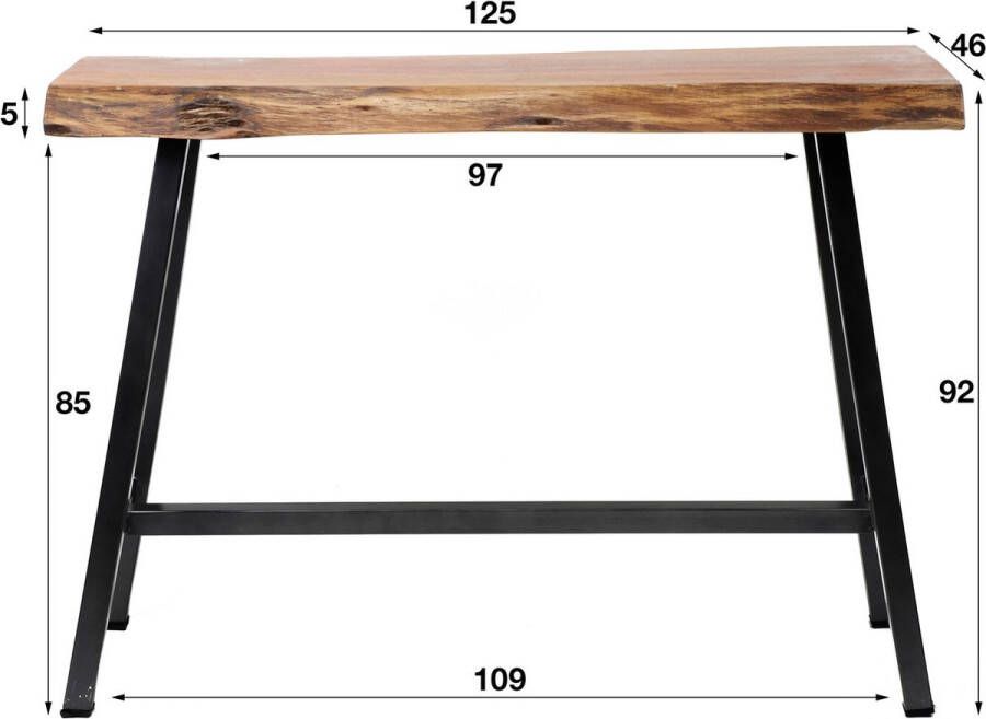 Giga Meubel Bartafel Acaciahout Metalen Onderstel 46x125x92cm Tafel Live Edge