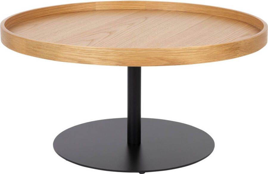 Giga Meubel Bijzettafel Rond Naturel Eiken Fineer 70x70x35cm Yuri
