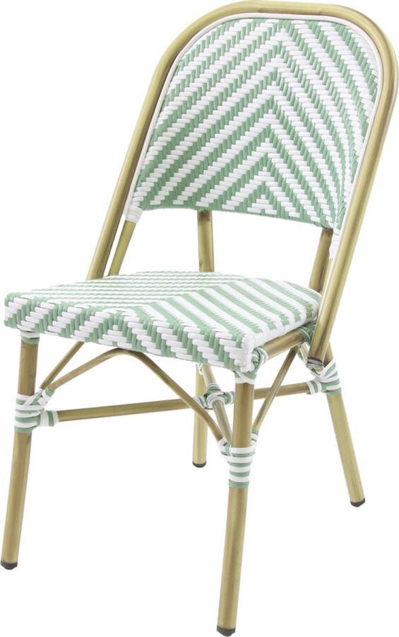Giga Meubel Bistrostoel Wit Groen Rotan 47x57x90cm Paris
