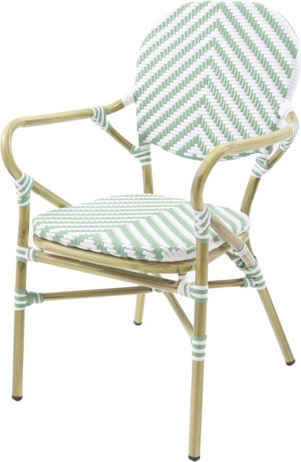 Giga Meubel Bistrostoel Wit Groen Rotan 56x64x89cm Tango