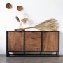 Giga Meubel Dressoir Mangohout & Metaal 180x45x87cm Kast Brandy - Thumbnail 2
