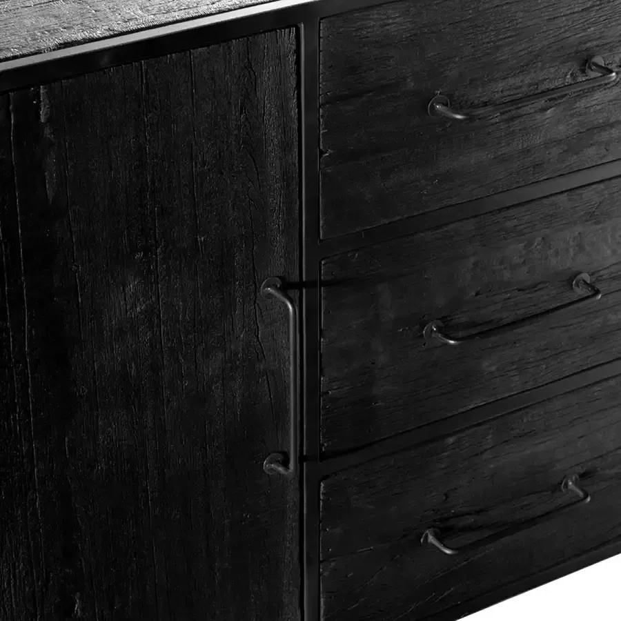 Giga Meubel Dressoir Zwart Hout Ijzer 150cm Dressoir Pure Black - Foto 3