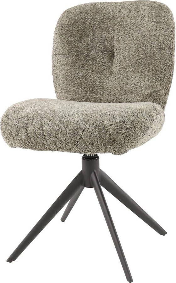 Giga Meubel Eetkamerstoel Bouclé Taupe Draaibaar 48x60x84cm Set van 2