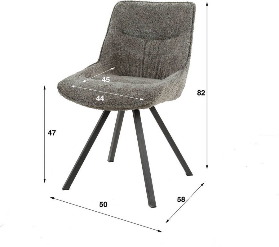 Giga Meubel Eetkamerstoel Bouclé Taupe Zithoogte 47cm 50x58x82cm Set van 2