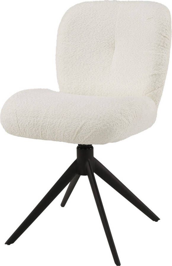 Giga Meubel Eetkamerstoel Bouclé Wit Draaibaar 48x60x84cm