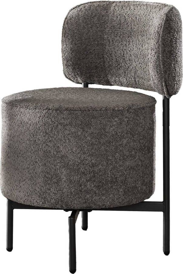 Giga Meubel Eetkamerstoel Grijs Boucle Draaibaar 21kg Cocktail Set van 2