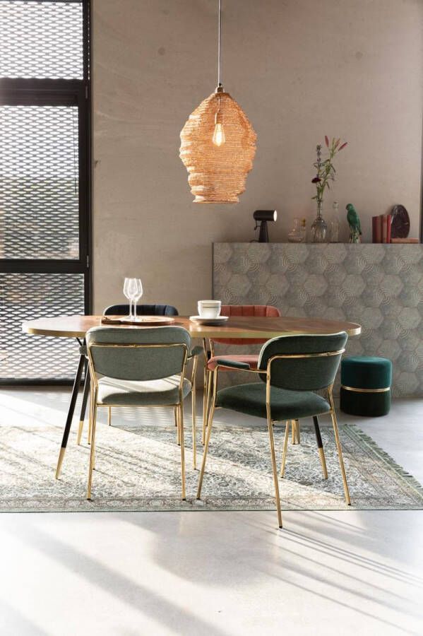 Giga Meubel Eetkamerstoel Met Armleuning Jolien Goud Donker Groen Set van 2 - Foto 2