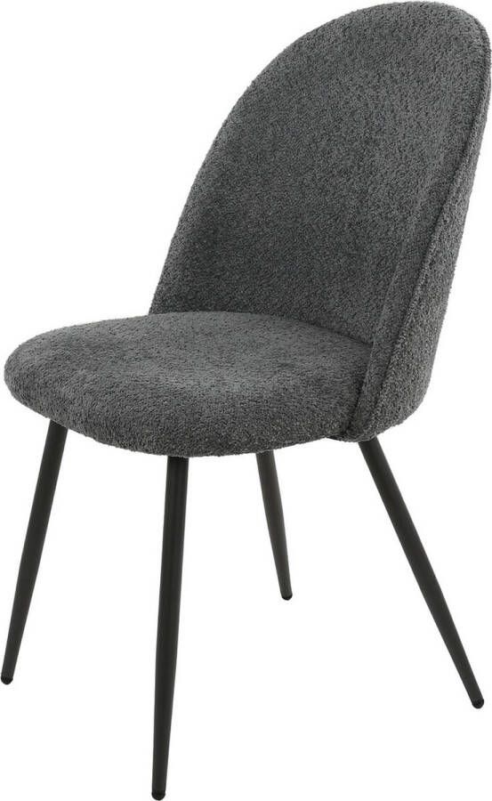 Giga Meubel Eetkamerstoel Bouclé Grijs Zithoogte 45cm 51x58x86cm Japandi