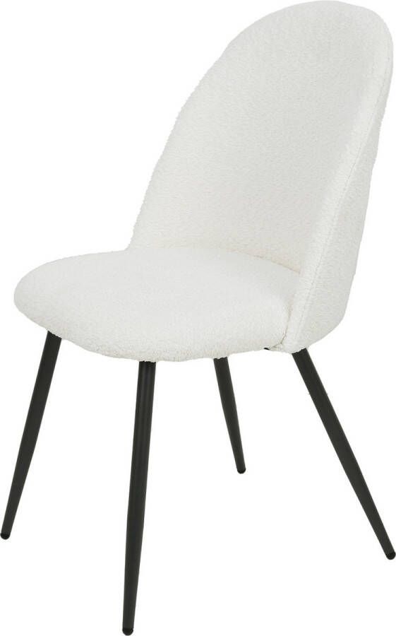 Giga Meubel Eetkamerstoel Bouclé Wit Zithoogte 45cm 51x58x86cm Japandi