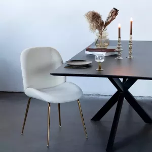 Giga Meubel Eetkamerstoel Teddy Wit Gouden Onderstel Stoel Dewi Luxe