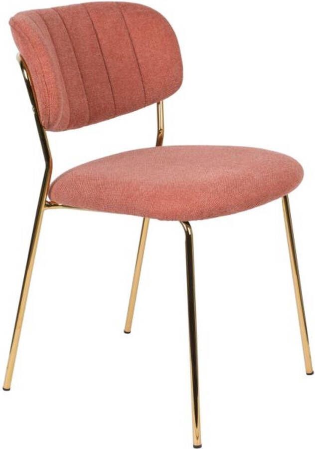 Giga Meubel Eetkamerstoel Zonder Armleuning Goud Roze Katoen Set van 2