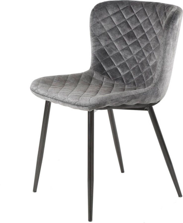 Giga Meubel Eetkamerstoel Zonder Armleuning Velvet Grijs Zithoogte 47cm - Foto 2