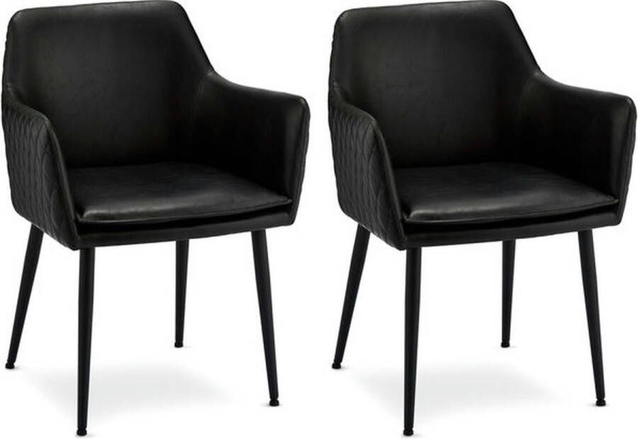 Giga Meubel Eetkamerstoel Zwart Metaal PU-leer 62x57x84cm Shiva