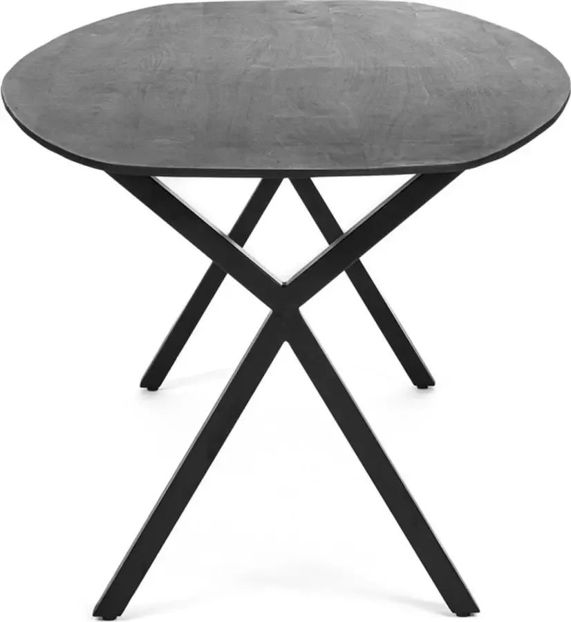 Giga Meubel Eetkamertafel Deens Ovaal Mangohout Zwart 200cm Tafel Marlous