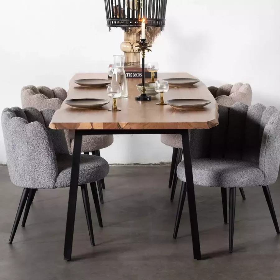 Giga Meubel Eettafel Acaciahout Naturel 200cm Rechthoekig Tafel Lars
