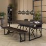 Giga Meubel Eettafel Bruin Hout Metalen Onderstel 200cm Tafel Teca Vine - Thumbnail 1