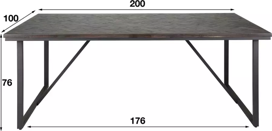 Giga Meubel Eettafel Bruin Hout Metalen Onderstel 200cm Tafel Teca Vine