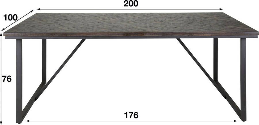 Giga Meubel Eettafel Bruin Hout Metalen Onderstel 200cm Tafel Teca Vine