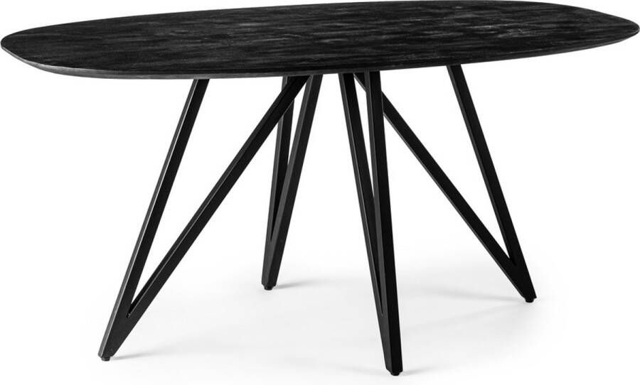 Giga Meubel Eettafel Ovaal 160cm Zwart Acaciahout 4-6 Personen