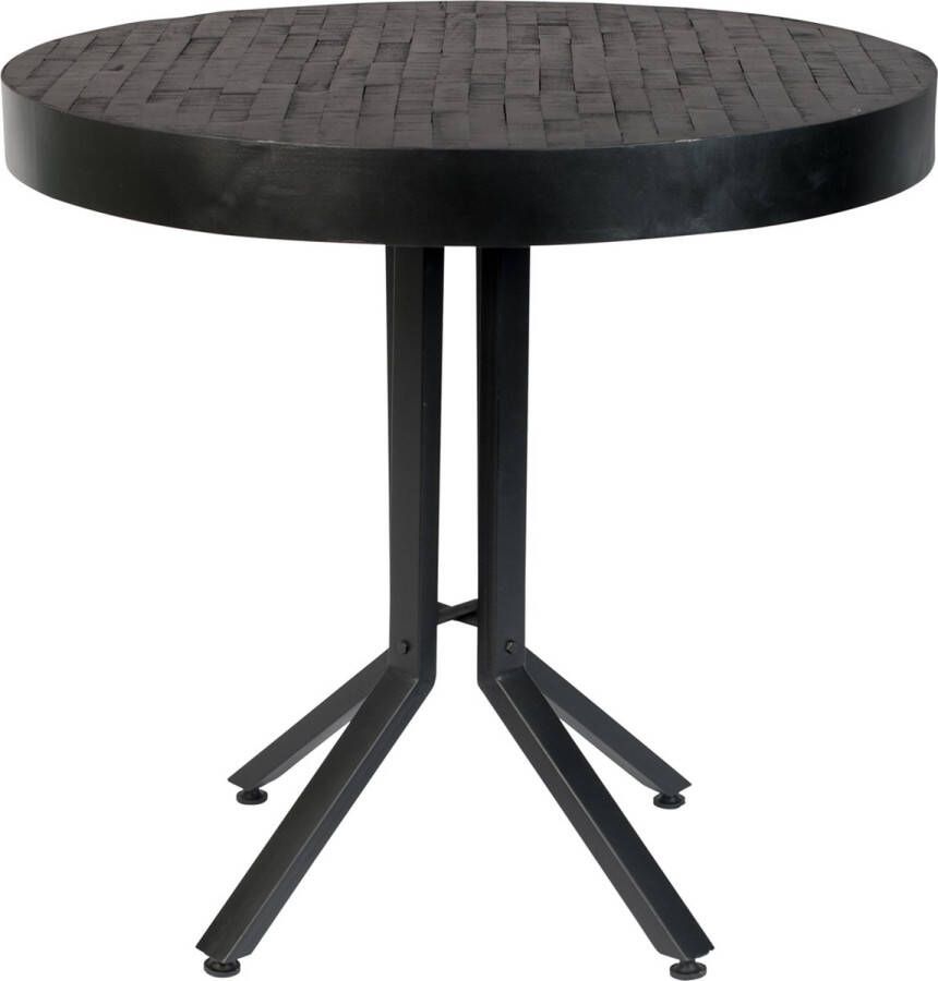 Giga Meubel Eettafel Rond Teakhout Zwart Ø75x77cm Tafel Maze