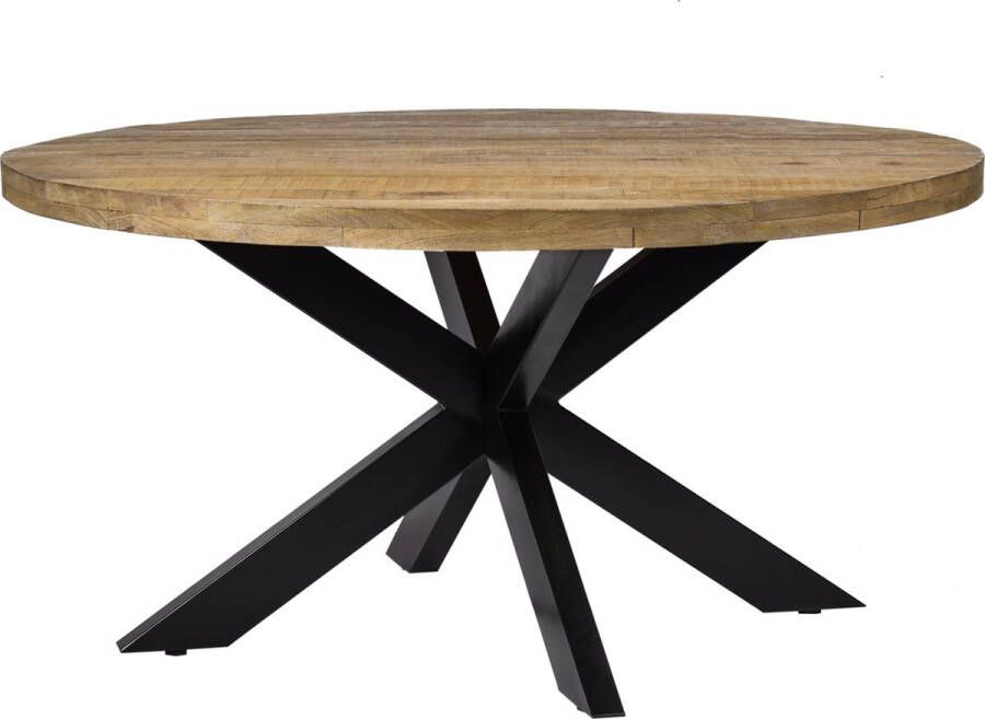 Livingfurn Ronde Eettafel Strong Spider 140cm Mangohout en staal - Foto 2