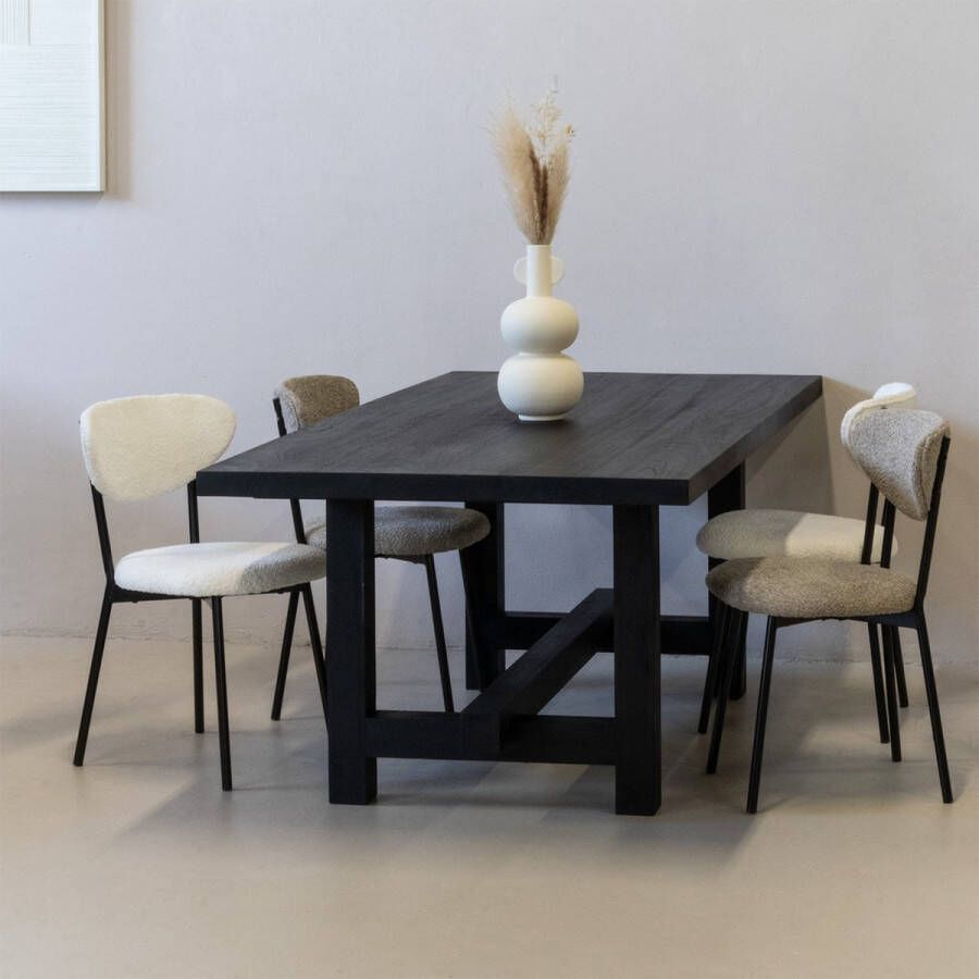 Giga Meubel Eettafel Zwart 240cm Mangohout Industrieel Eettafel Frans - Foto 4