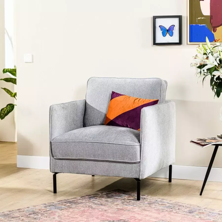 Giga Meubel Fauteuil Grijs Stalen Onderstel Stoel Santiago Heaven