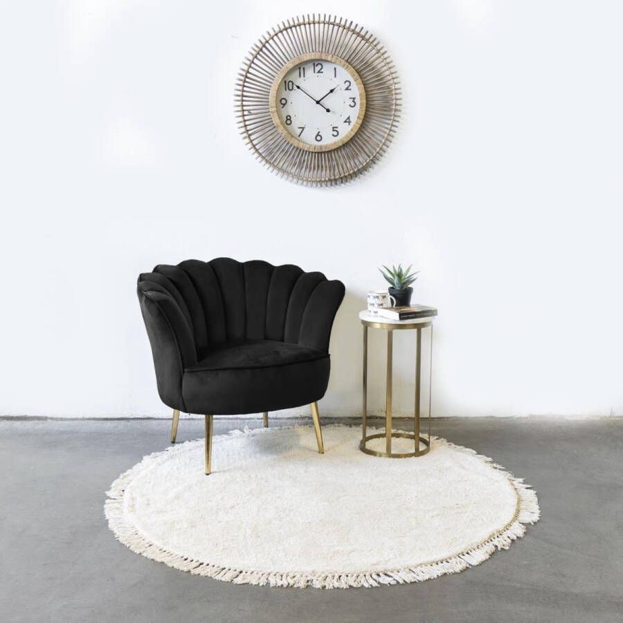 Giga Meubel Fauteuil Velvet Roze Schelp Gouden Poten Jada