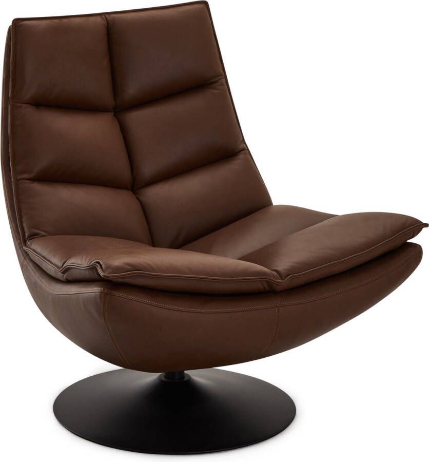 Giga Meubel Fauteuil Draaibaar Bruin Metaal Leer 86x87x96cm Miami
