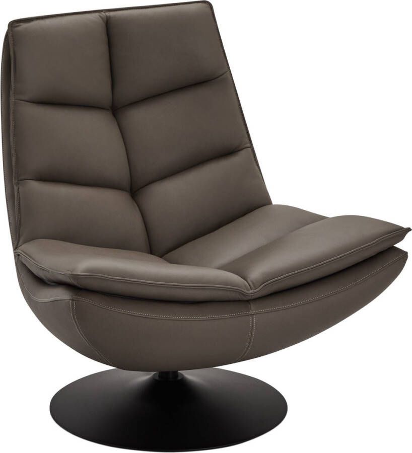 Giga Meubel Fauteuil Draaibaar Grijs Metaal Leer 86x87x96cm Miami