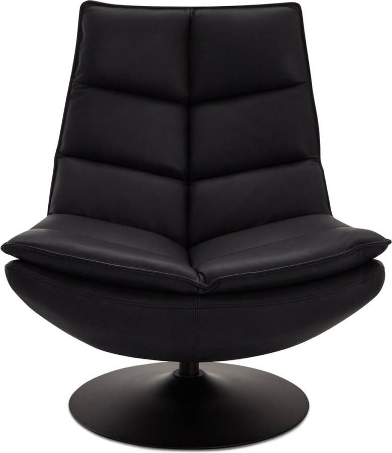Giga Meubel Fauteuil Draaibaar Zwart Metaal Leer 86x87x96cm Miami