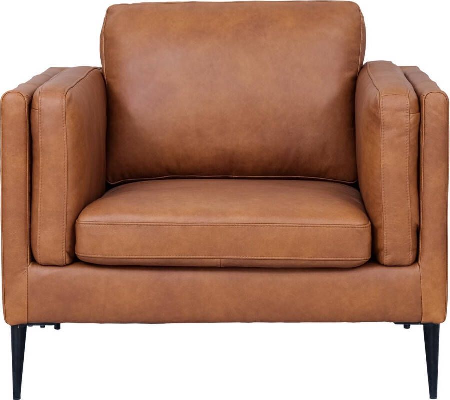 Giga Meubel Fauteuil Tan Leer Zithoogte 45cm 95x88x83cm Valencia