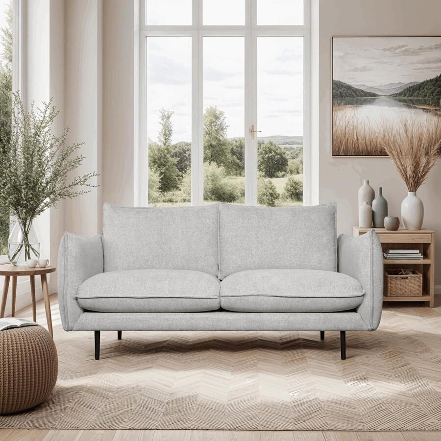 Giga Meubel 2-Zits Bank Grijs Metaal Polyester 183x100x89cm Milano