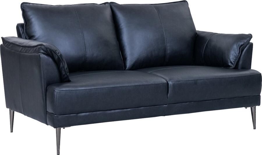 Giga Meubel Bank 2-Zits Zwart Leer 160x90x88cm Zitdiepte 55cm