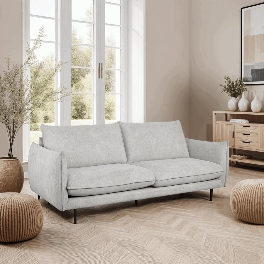 Giga Meubel 3-Zits Bank Grijs Metaal Polyester 218x100x89cm Milano - Foto 1