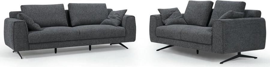 Giga Meubel 3-Zits Bank Grijs Stof & Metaal 217x92x84 cm Bank Detroit