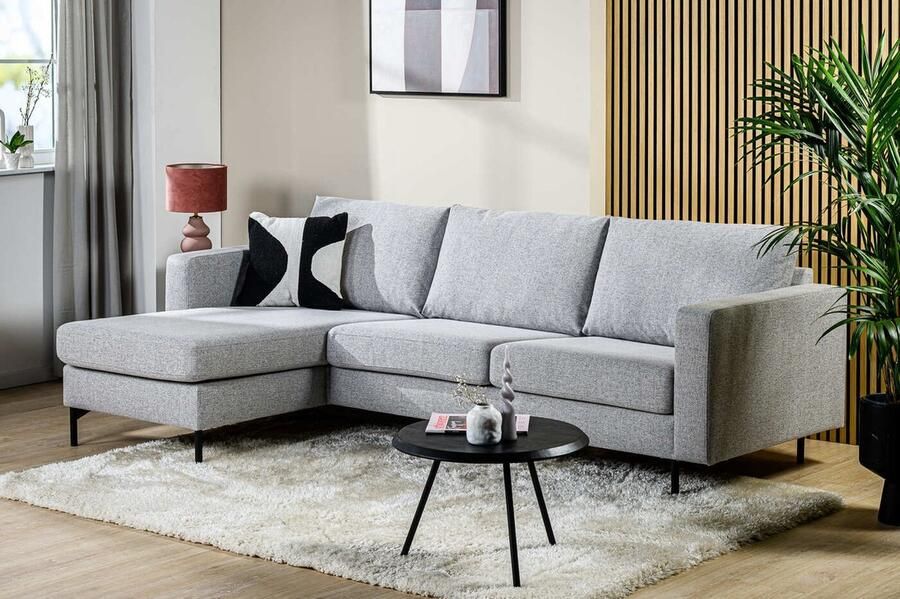 Giga Meubel 3-Zits Bank Grijs Stof Textiel 255x155x85cm 3-Zits Bank Chloe