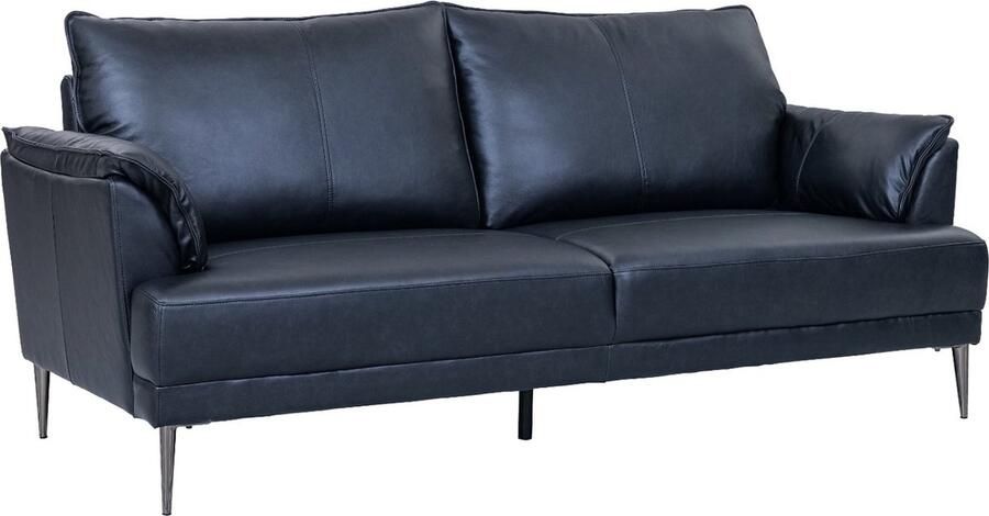 Giga Meubel Bank 3-Zits Zwart Leer 195x90x88cm Zitdiepte 55cm