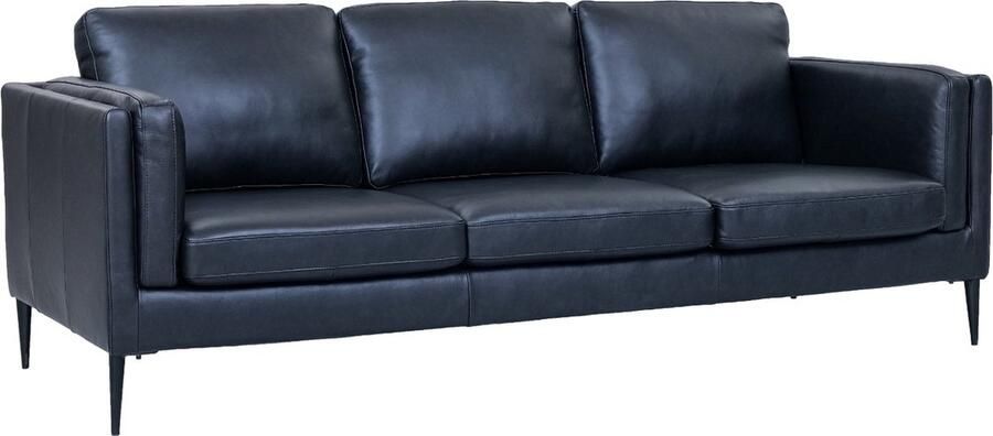 Giga Meubel 3-Zits Bank Zwart Metaal Leer 220x88x83cm Valencia