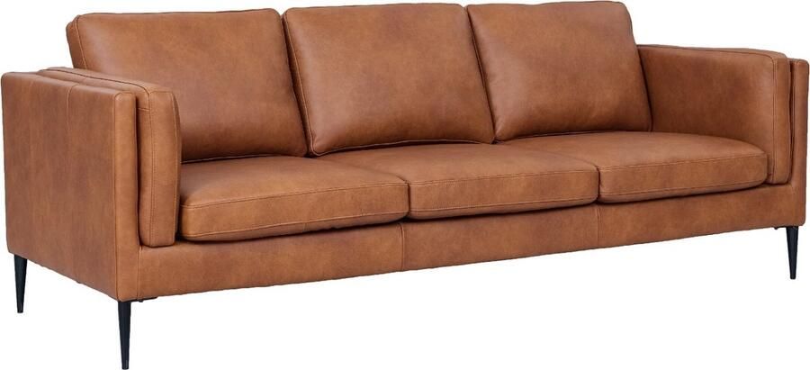 Giga Meubel Bank 3-Zits Bruin Leer 220x88x83cm Zitdiepte 56cm