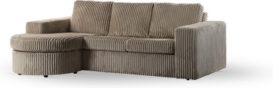 Giga Meubel Hoekbank 3-Zits Vierkant Ribstof Beige 227x156x83cm Tillia - Foto 2