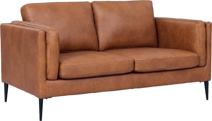 Giga Meubel Bank 2-Zits Bruin Leer 157x88x83cm Zitdiepte 56cm