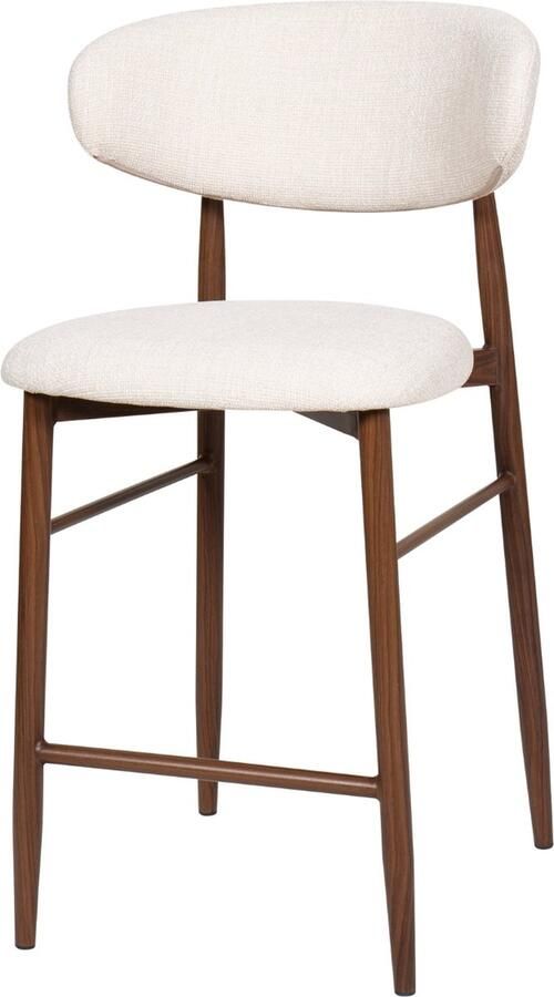 Giga Meubel Barkruk Alexia Metaal & Stof Beige Zithoogte 75cm Set van 2 - Foto 2