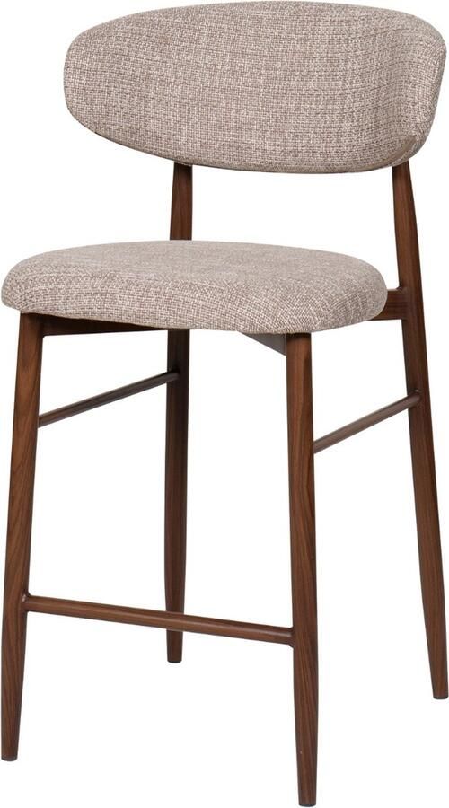 Giga Meubel Barkruk Alexia Metaal & Stof Taupe Zithoogte 75cm Set van 2