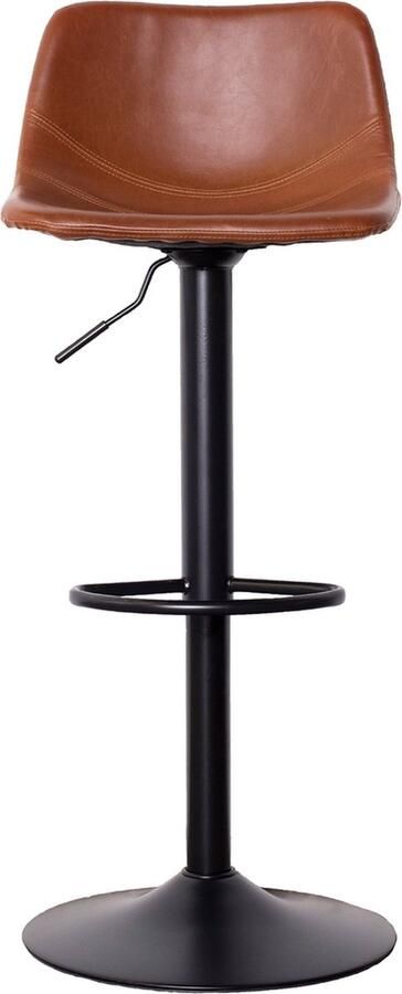 Giga Meubel Barkruk Hugo Cognac PU Leer Zithoogte 61 82cm Set van 2