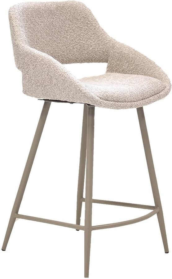 Giga Meubel Barkruk Beige Metaal|Stof Jess Set van 2 - Foto 2