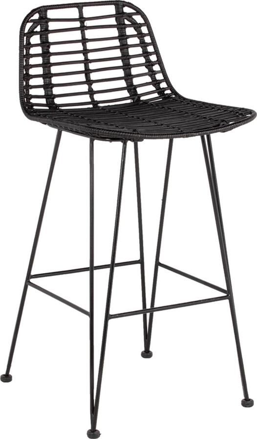 Giga Meubel Barkruk Rotan Zwart Zithoogte 79cm 50x47x102cm Barkruk Yara Set van 2