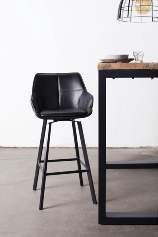 Giga Meubel Barkruk Shannon Zwart Draaibaar Set van 2