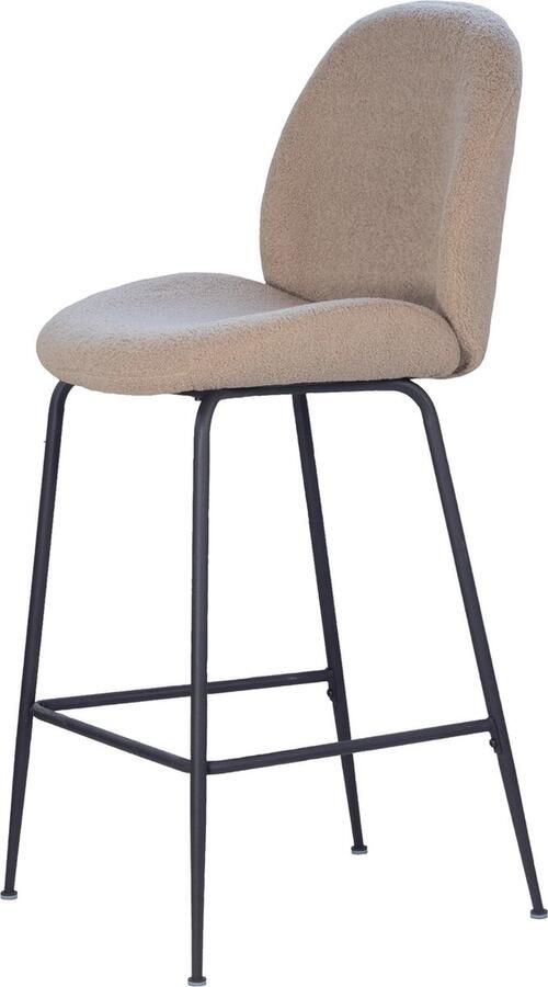 Giga Meubel Barkruk Teddy Taupe Stalen Frame Zithoogte 75cm Stoel Dewi Set van 2