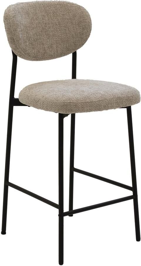 Giga Meubel Barkruk Beige Stof Zithoogte 75cm 44x50x105cm Vajèn Set van 2 - Foto 3